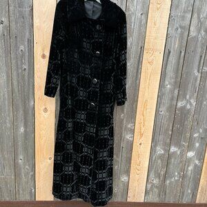 Long black velvet formal coat